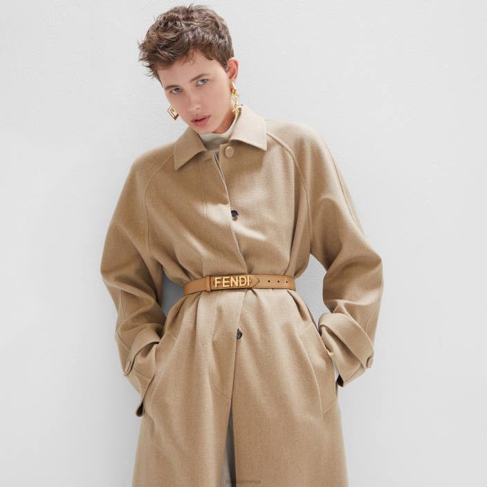 ženske grafični usnjeni pas bež Fendi dodatki Z68L44