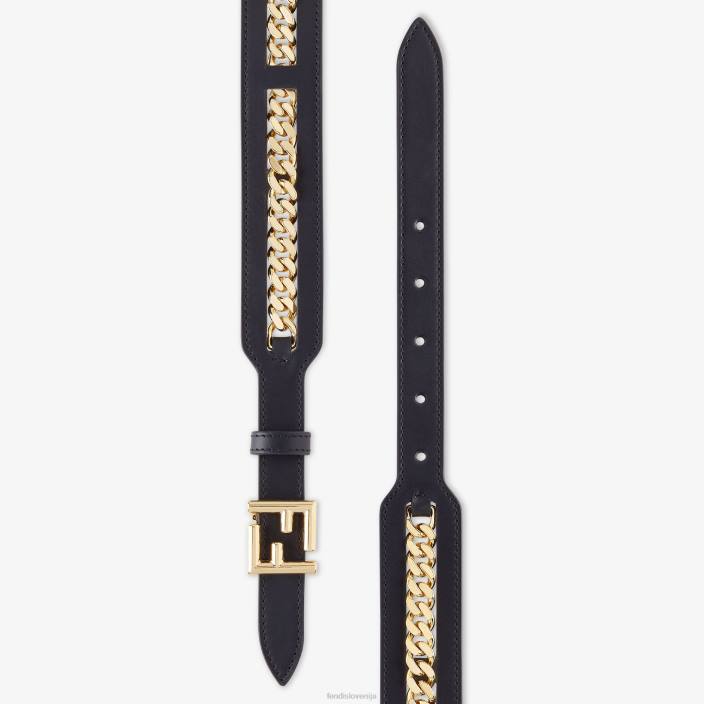 ženske usnjen pas z verižico Črna Fendi dodatki Z68L104