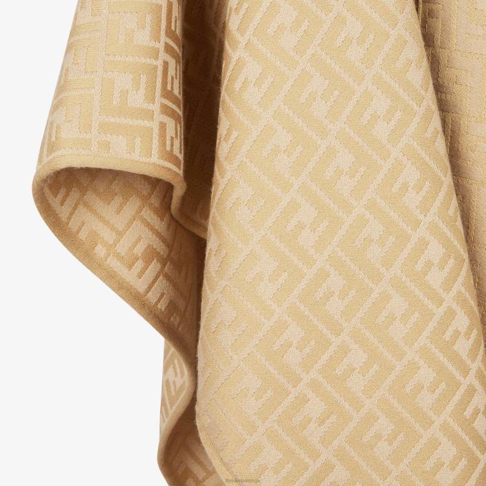 ženske pončo iz volne in svile rjav Fendi dodatki Z68L55