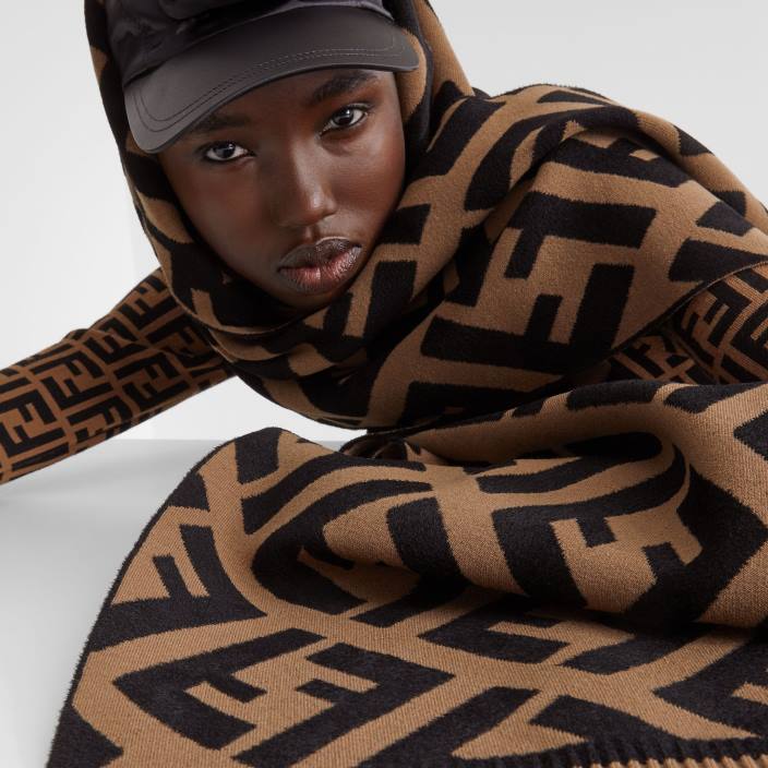 ženske šal iz kašmirja rjav Fendi dodatki Z68L240