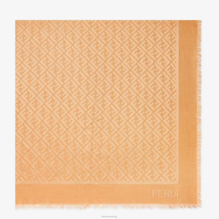 ženske karamelno-svilen in volnen šal bež Fendi dodatki Z68L80
