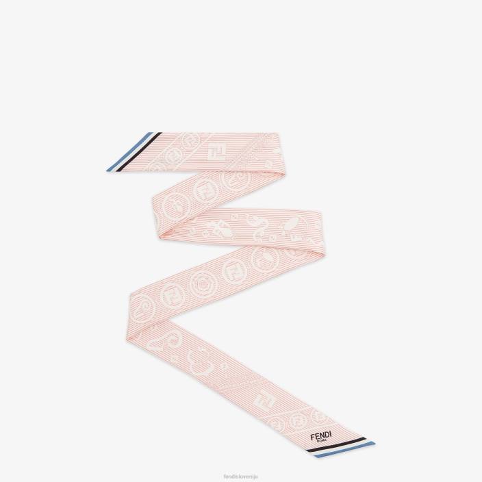 ženske črtasto svileno kravato roza Fendi dodatki Z68L107