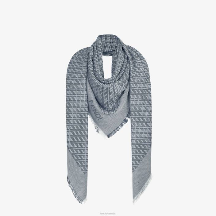 ženske svilen in volnen šal modra Fendi dodatki Z68L216