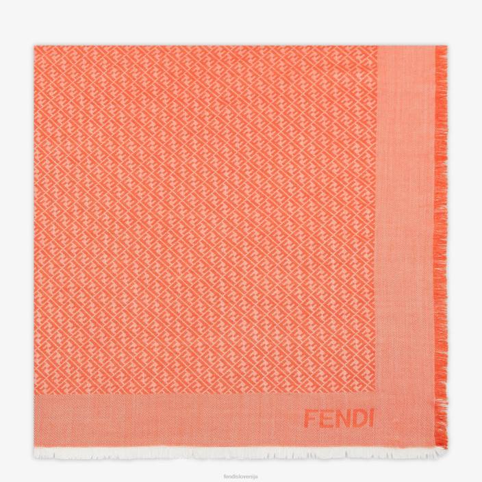 ženske svilen in volnen šal oranžna Fendi dodatki Z68L127