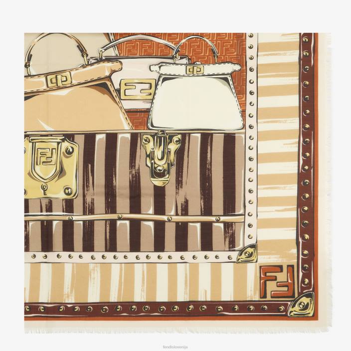 ženske svilen in volnen šal roza Fendi dodatki Z68L25