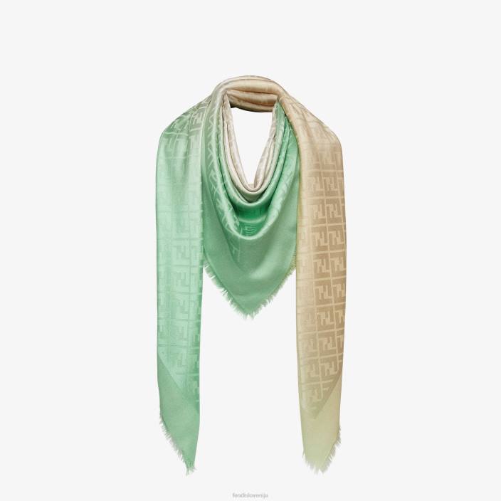ženske svilen in volnen šal zelena Fendi dodatki Z68L204
