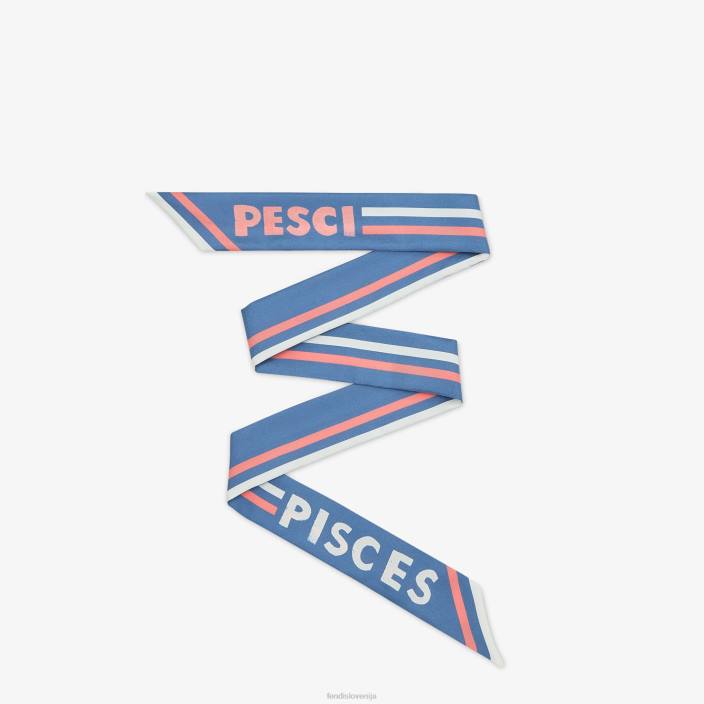 ženske zavit svileni bando modra Fendi dodatki Z68L109