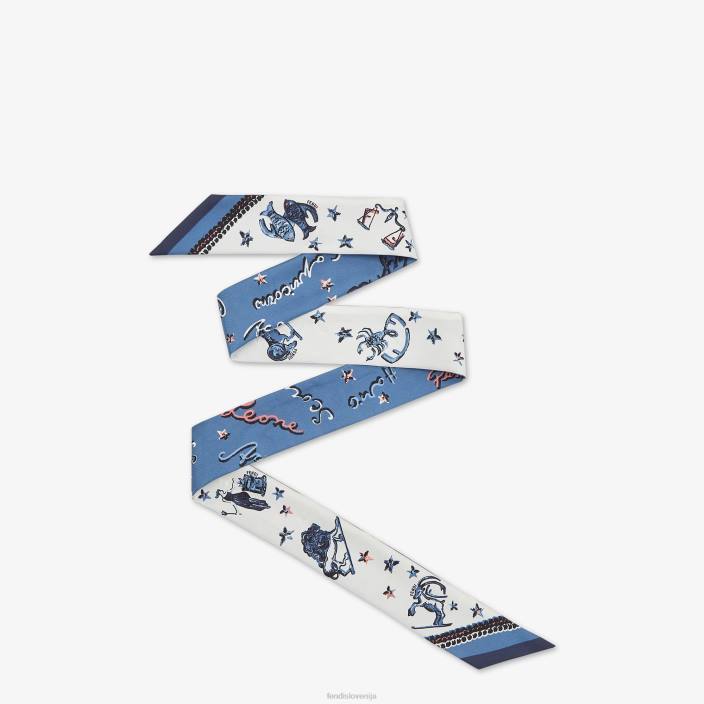 ženske zavit svileni bando modra Fendi dodatki Z68L110