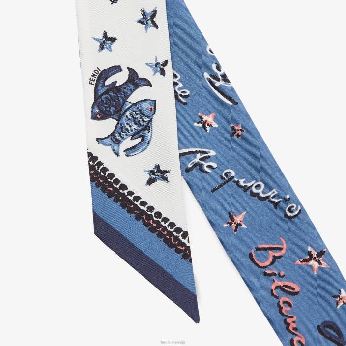 ženske zavit svileni bando modra Fendi dodatki Z68L110