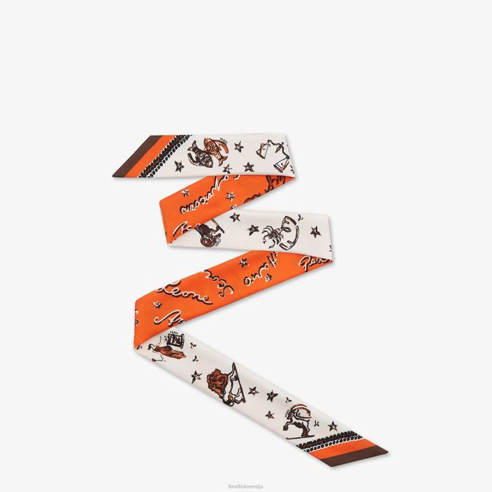 ženske zavit svileni bando oranžna Fendi dodatki Z68L132