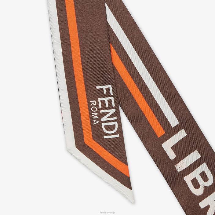 ženske zavit svileni bando rjav Fendi dodatki Z68L113