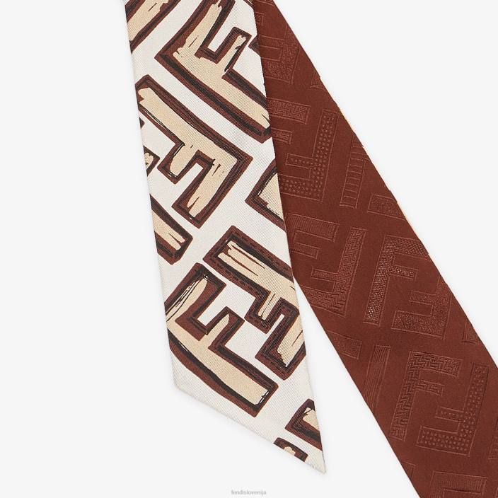 ženske zavit svileni bando rjav Fendi dodatki Z68L453