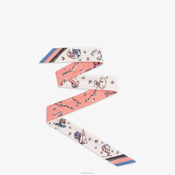 ženske zavit svileni bando roza Fendi dodatki Z68L10