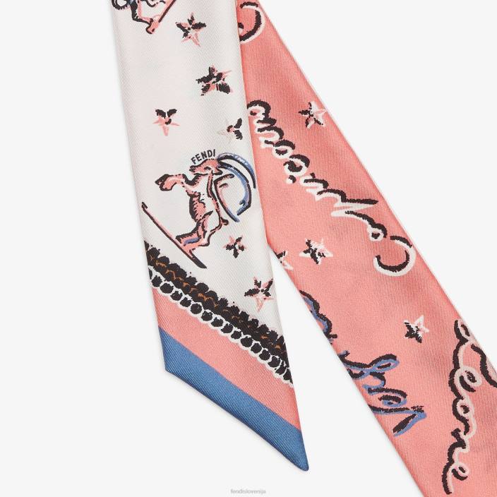 ženske zavit svileni bando roza Fendi dodatki Z68L10