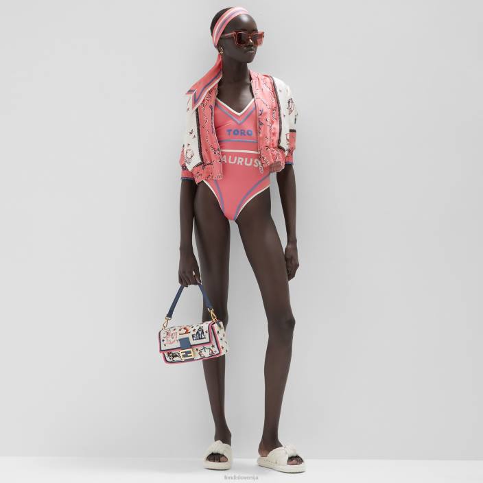 ženske zavit svileni bando roza Fendi dodatki Z68L125