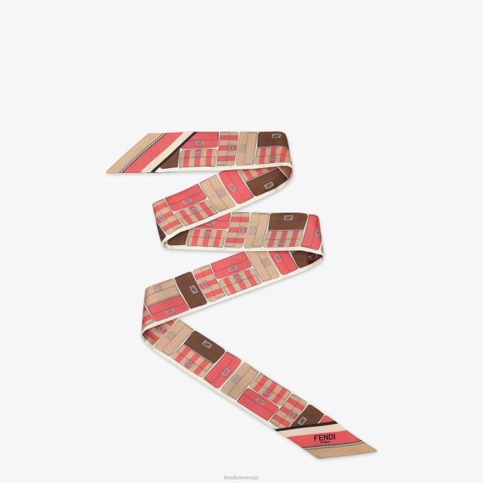 ženske zavit svileni bando roza Fendi dodatki Z68L225