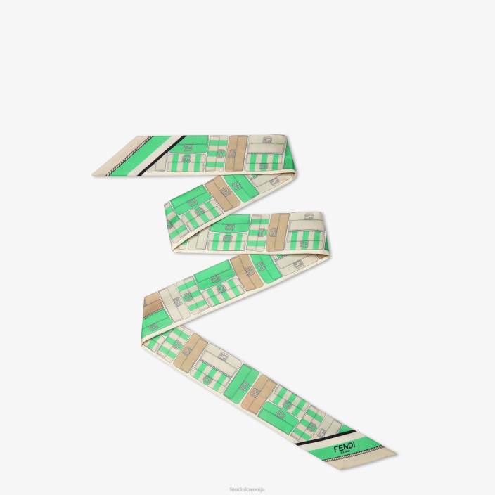 ženske zavit svileni bando zelena Fendi dodatki Z68L231