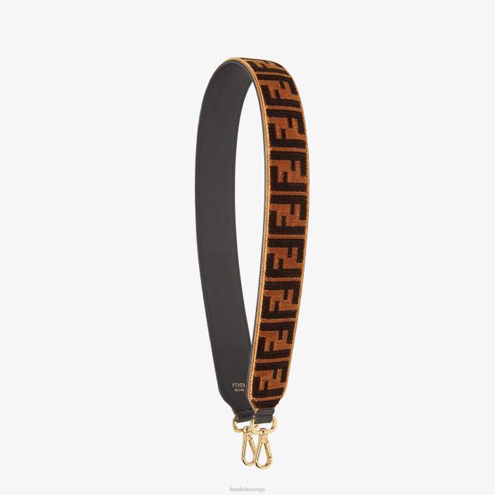 ženske usnjen naramni trak z teksturiranim učinkom rjav Fendi dodatki Z68L381