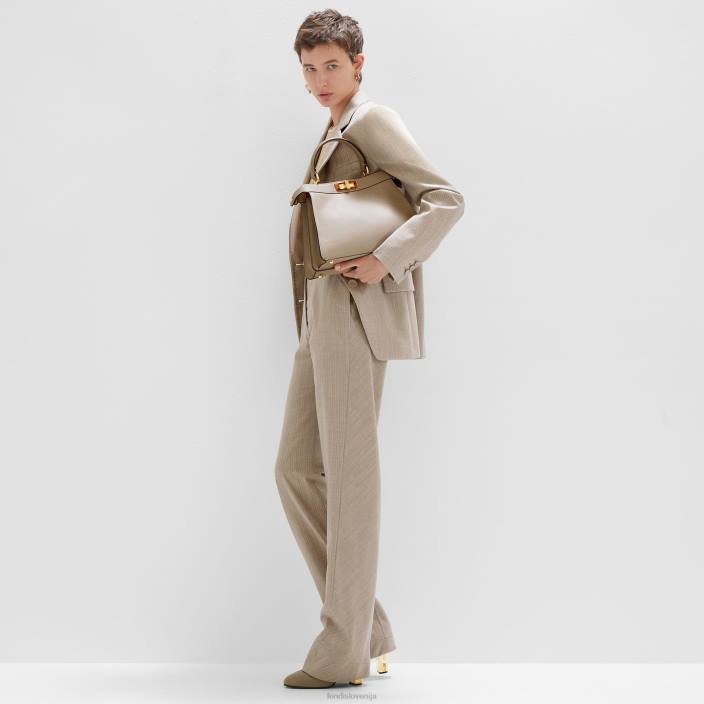ženske flanelaste hlače bež Fendi oblačila Z68L952