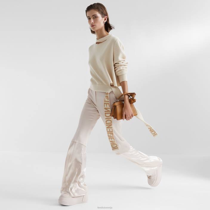ženske hlače iz gabardina bež Fendi oblačila Z68L1083