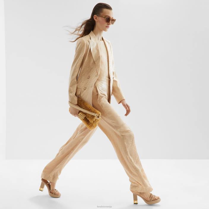 ženske svilene hlače bež Fendi oblačila Z68L969