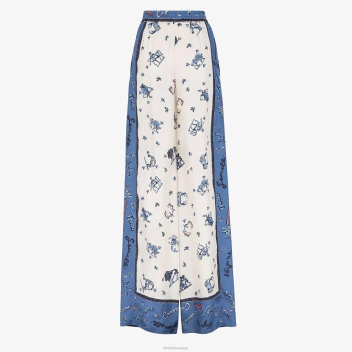 ženske svilene hlače modra Fendi oblačila Z68L1251