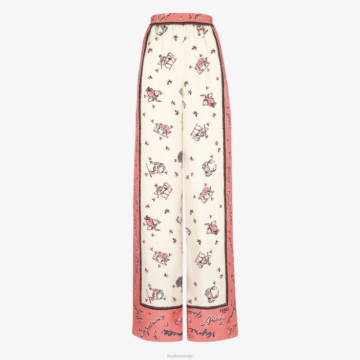 ženske svilene hlače roza Fendi oblačila Z68L1038