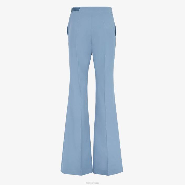 ženske volnene hlače iz gabardina modra Fendi oblačila Z68L1148