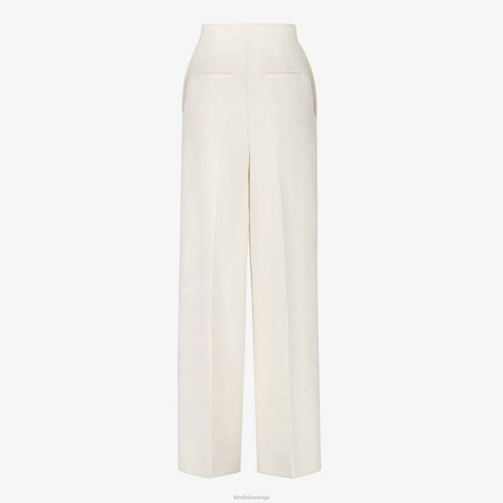 ženske volnene in svilene hlače bela Fendi oblačila Z68L963