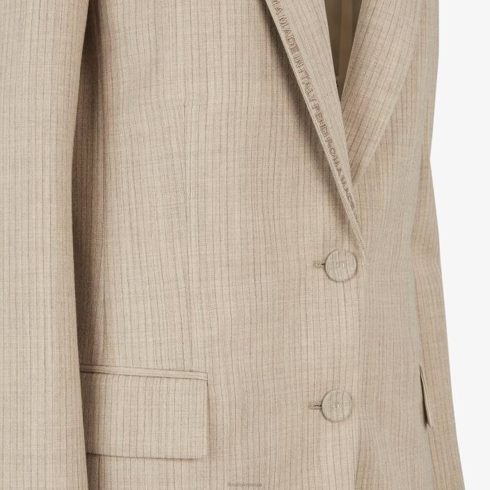 ženske flanelasti blazer bež Fendi oblačila Z68L949