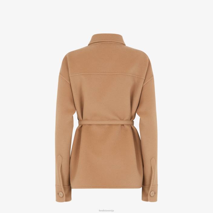 ženske go-to jakna iz kameljega kašmirja bež Fendi oblačila Z68L1205