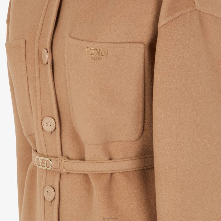 ženske go-to jakna iz kameljega kašmirja bež Fendi oblačila Z68L1205