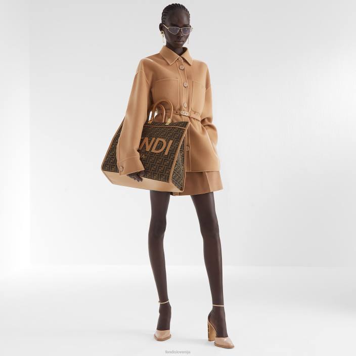 ženske go-to jakna iz kameljega kašmirja bež Fendi oblačila Z68L1205