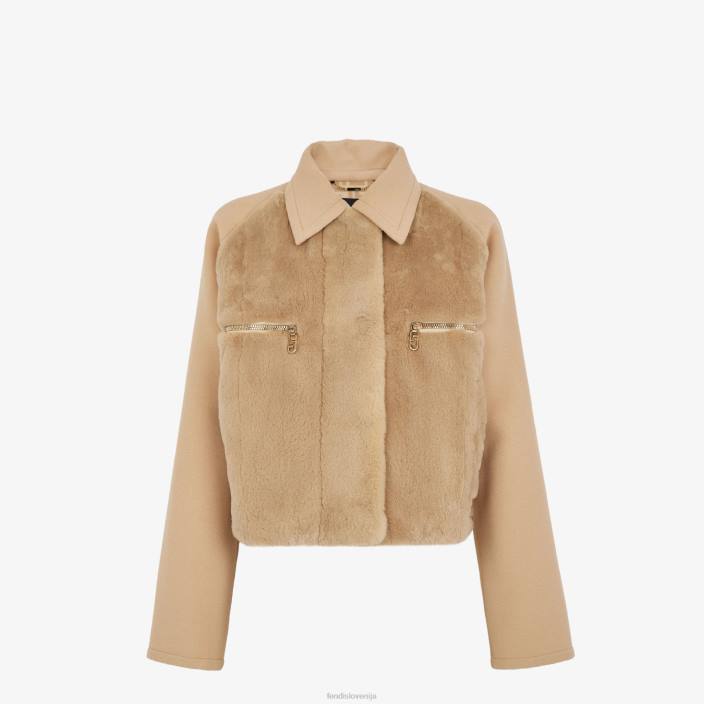ženske jakna iz volne in minka bež Fendi oblačila Z68L1247
