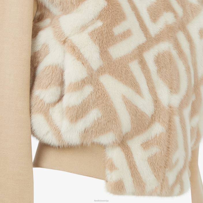 ženske mink bombnik bež Fendi oblačila Z68L1137