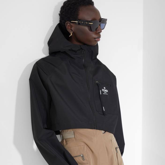 ženske najlonska vetrovka Črna Fendi oblačila Z68L1097
