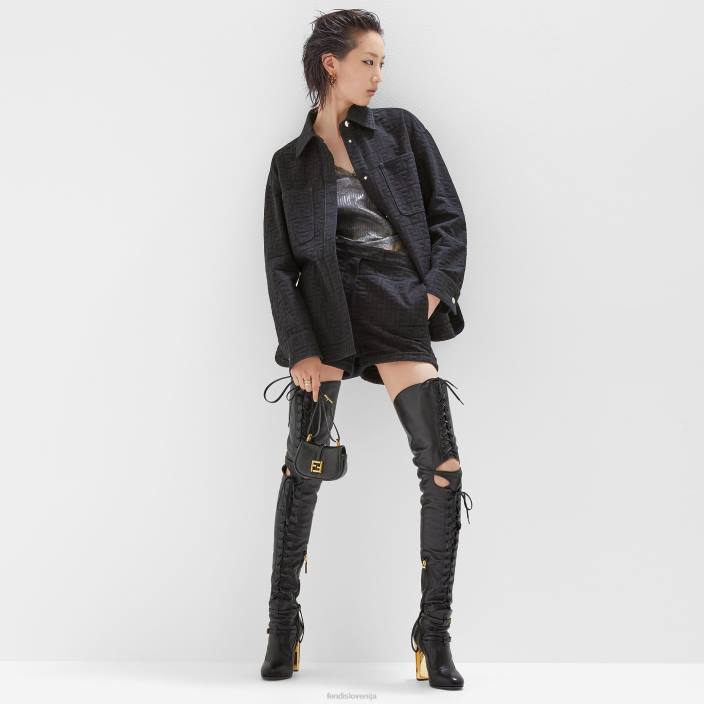 ženske priljubljena jakna iz žakard denima modra Fendi oblačila Z68L931