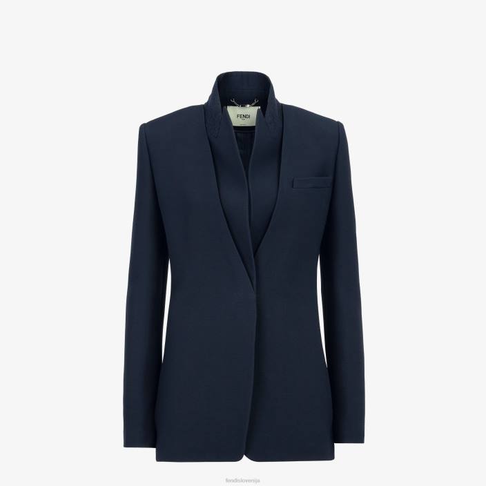 ženske svilen in volnen suknjič modra Fendi oblačila Z68L1153