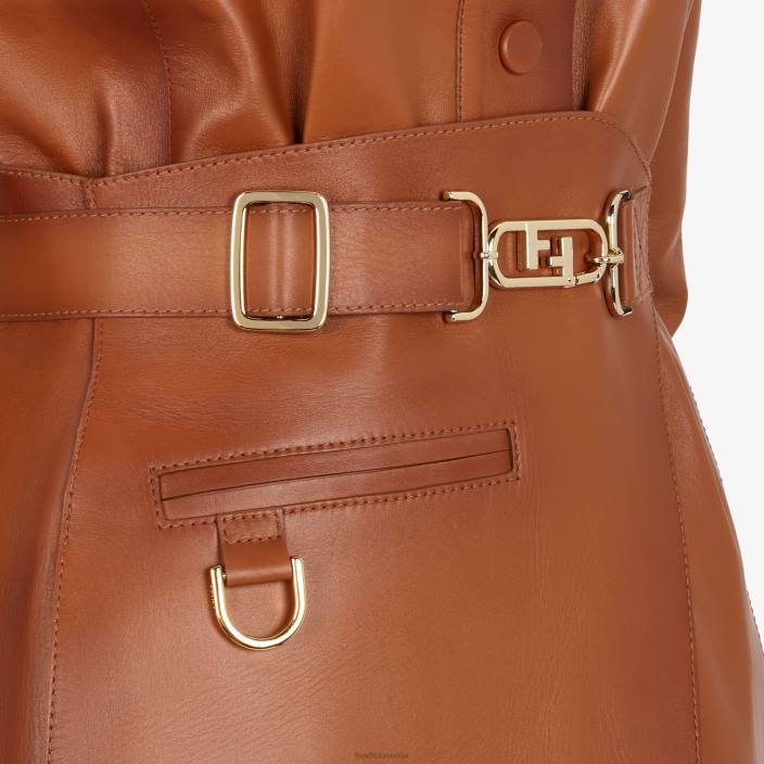 ženske usnjena jakna z zasenčenim učinkom rjav Fendi oblačila Z68L1203