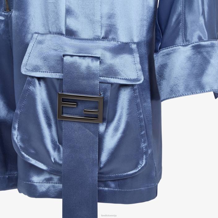 ženske igralna obleka iz viskoznega satena modra Fendi oblačila Z68L1160