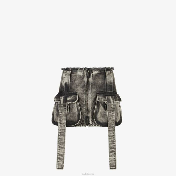 ženske denim krilo Črna Fendi oblačila Z68L1061