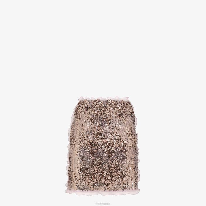 ženske mini krilo z vezenjem z lila bleščicami vijolična Fendi oblačila Z68L1193