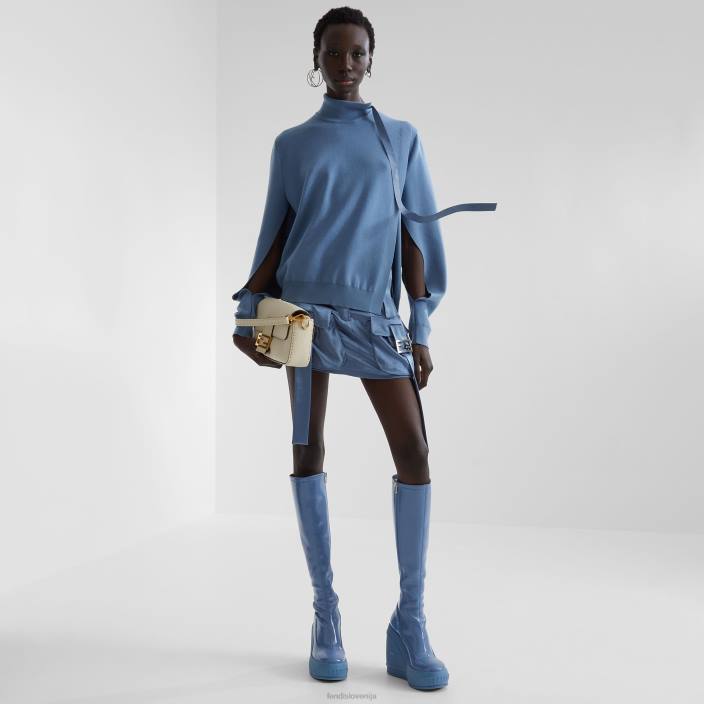 ženske satenasto krilo modra Fendi oblačila Z68L1034