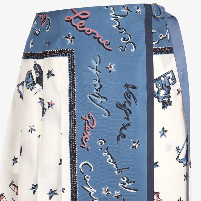 ženske svileno krilo modra Fendi oblačila Z68L983