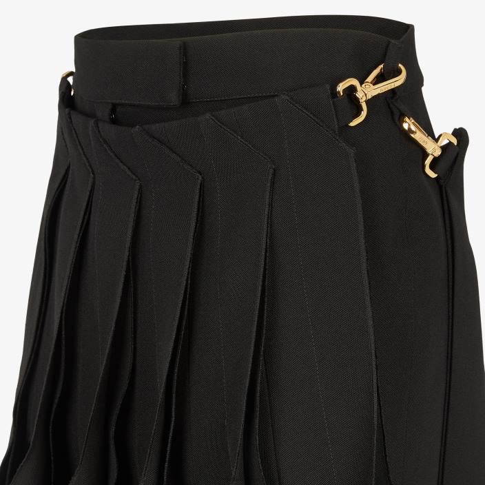 ženske volneno krilo grain de poudre Črna Fendi oblačila Z68L1002