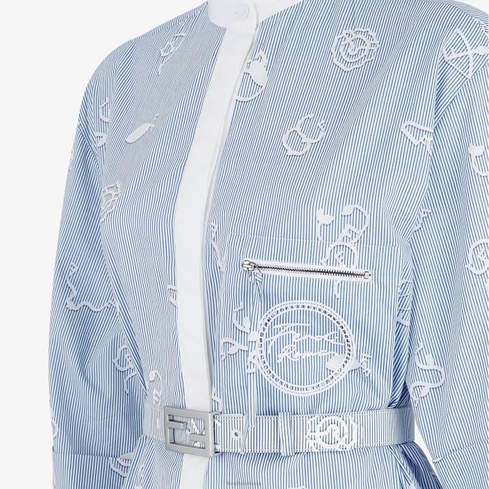 ženske bombažna srajčna obleka modra Fendi oblačila Z68L1044