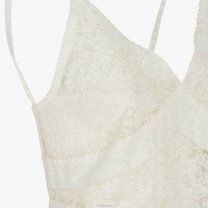 ženske čipkasta obleka bela Fendi oblačila Z68L1007