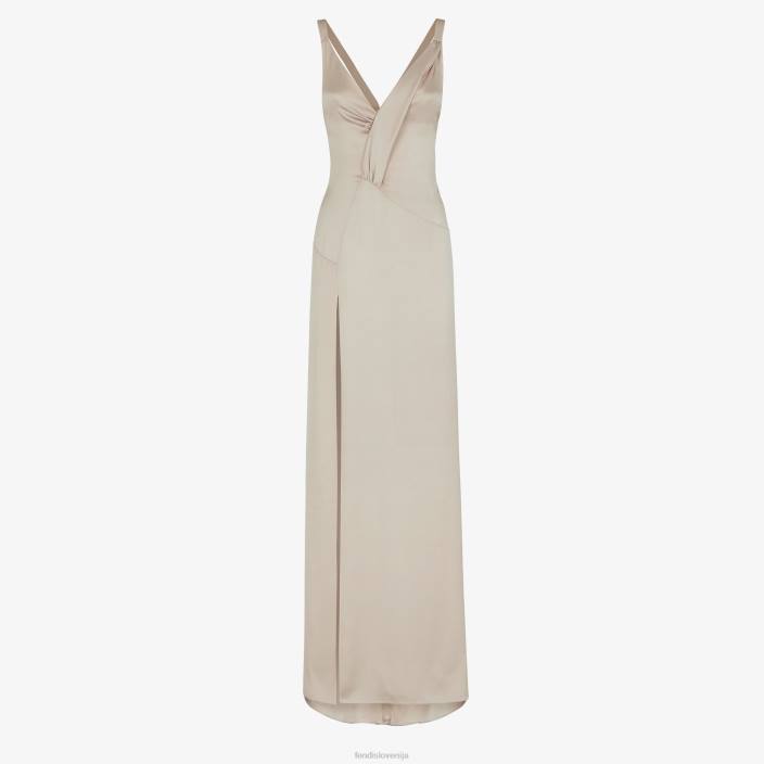 ženske obleka iz golobjega satena bež Fendi oblačila Z68L1194