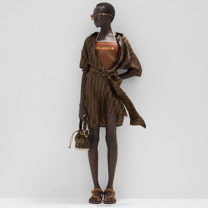 ženske obleka iz keperja rjav Fendi oblačila Z68L976