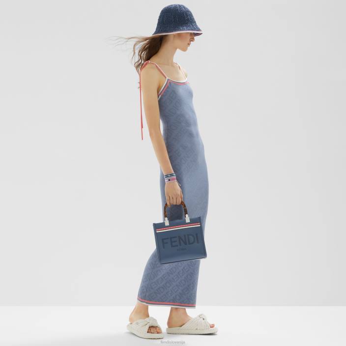 ženske obleka iz viskoze modra Fendi oblačila Z68L1018